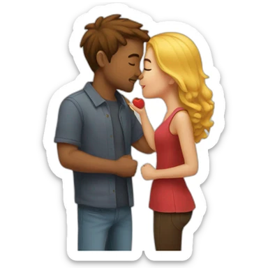couple has a hearltfelt kiss sticker