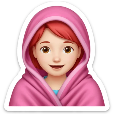 happy smile emoji red cheeks in pink blanket  sticker