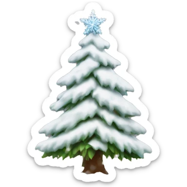 snow covered Christmas tree sticker