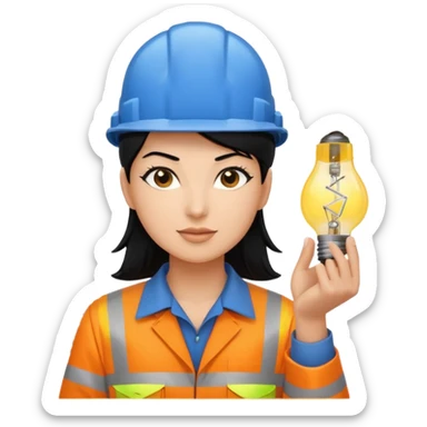 Electricity power employer at work with black hair sticker
