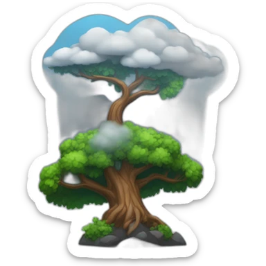 montagne noir avec un peu d'arbre avec un arc-en-ciel sticker