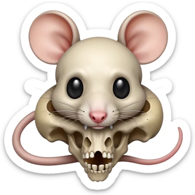 rat on skull sticker