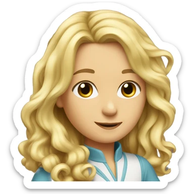 a blond girel with wavy hare from the ba sticker