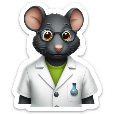 Black rat as a scientist sticker