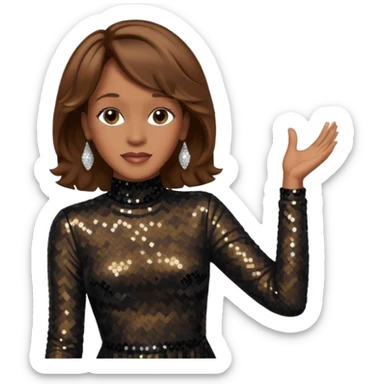 Whitney Houston with brown hair, black sequin long sleeve dress sticker