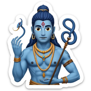 Mahadev real god  shiv not like cartoon  blue body and trishul and and had damru and nack around sanke  sticker