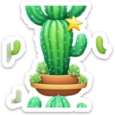 Shining Rainbow colored cactus sticker