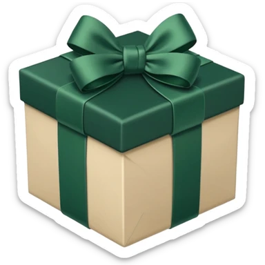 dark green gift box with light beige bow sticker