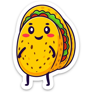 awkward taco, cartoonish sticker style sticker