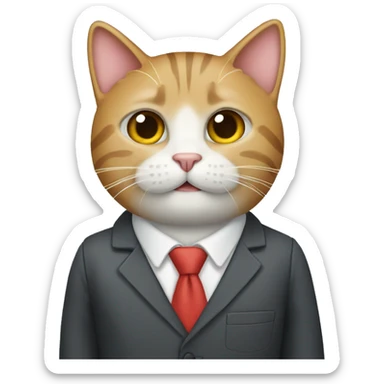 Cat working a corporate job sticker