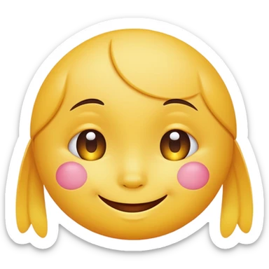 Emoji, yellow round smiling face, virbant bright shy expression sticker