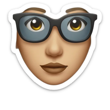 mujer pelo largo obscuro gafas con perro maltés blanco sticker