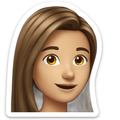 Spaniard Teenager girl long Brown hair smiling taking selfie sticker