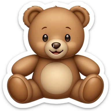 A teddy bear toy with a cute smiling face sticker