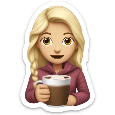 blonde girl with hot cocoa  sticker