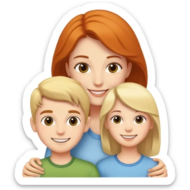 Mulher com menino e menina na frente dela todos com pele branca sticker