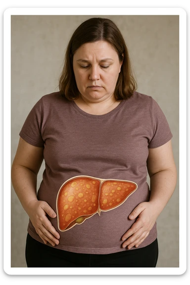 donna con fegato grasso immagine realistica sticker