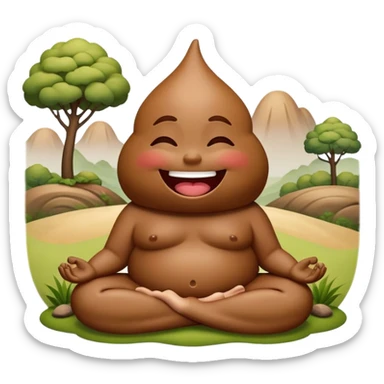 meditating laughing poop emoji landscape  sticker