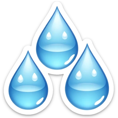 three equally sized droplets stacked on top of each other with two other droplets going outward from the middle droplet sticker