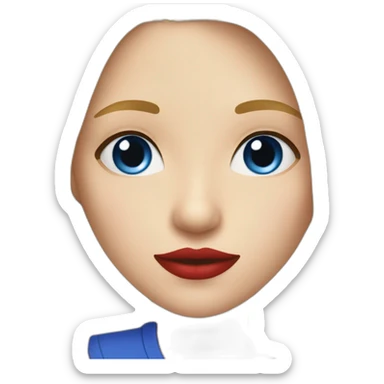 fille blonde aux yeux bleus avec du rouge à lèvres rouge et aux cheveux longs sticker