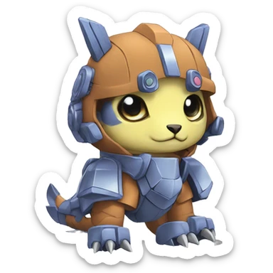 cute kawaii cool edgy armored Digimon-Fakemon-animal full body sticker