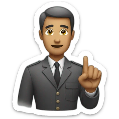 a man presses a button sticker