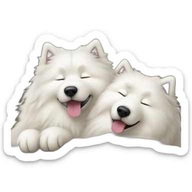 two-samoyeds-asleep-hug sticker