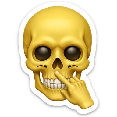 Yellow skull making a “shh” gesture sticker