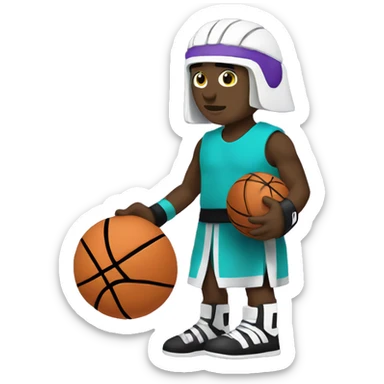 White Gladiator playing basketball wearing black Aqua purple sticker