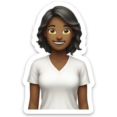 smiling girl in white shirt sticker