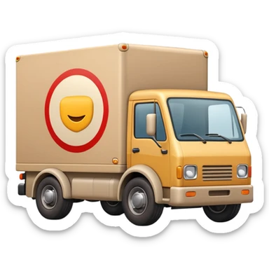 emoji of beige delivery truck, in perspective view sticker