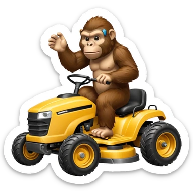 Ape riding in a lawnmower  sticker