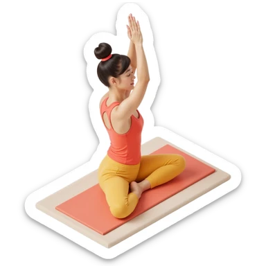 a girl stretching in yoga, skeuomorphism style sticker