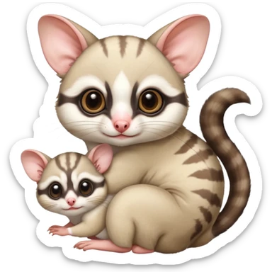 Fat and cute Japanese sugar glider  white. A mom anda a baby one sticker