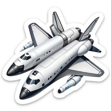 An icon featuring a collage of a space shuttle, a drone, and an airplane, symbolizing aerospace technology. The design includes rocket engines, wings, and flight paths, representing advancements in aviation and space exploration. Transparent background highlights cutting-edge aerospace engineering. sticker