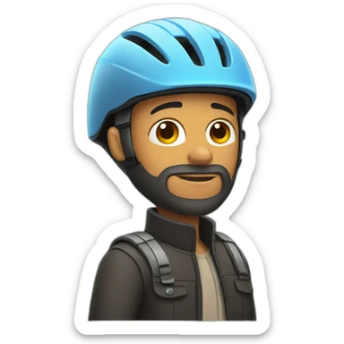Man with side burns and bike helmet sticker