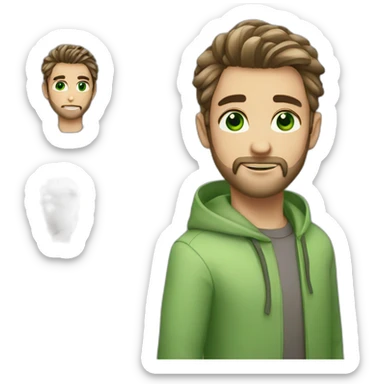 Boy silky hairstyle green eyes beard sticker