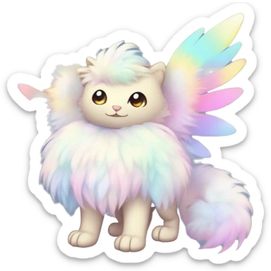 Shiny Innocent Sparkly Colorful Pastel Fluffy beautiful fantasy Kawaii Ethereal Sona Fakemon-animal Full Body sticker