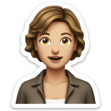 Pretty woman with short brown hair pushing shopping cart sticker