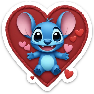 Stitch surrounded by hearts  sticker