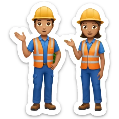 Landscaping company worker talking to another person, full body sticker