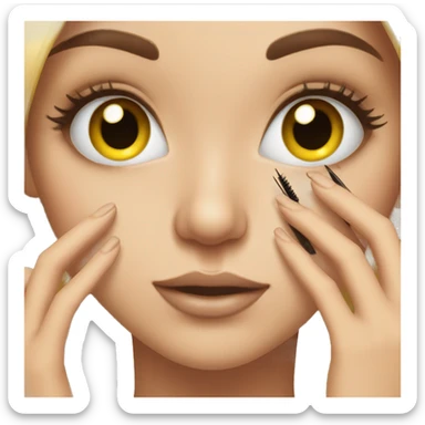 girl applying eyelashes sticker