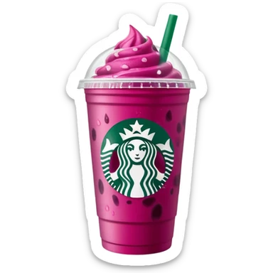 Starbucks dark pink dragonfruit refresher. lid. starbucks logo. sticker