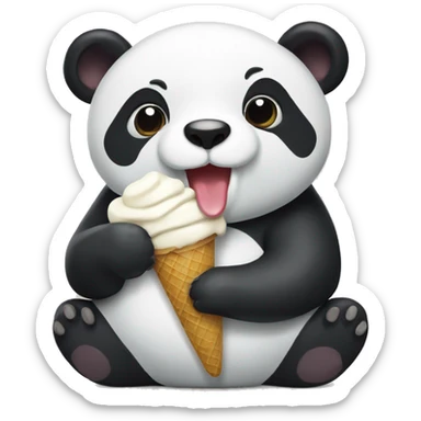 Panda eating ice cream sticker