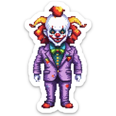 demonic clown wearing a leisure suit sticker