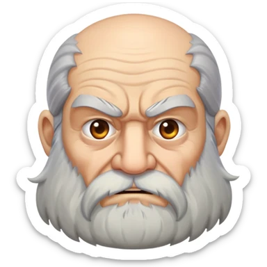 old angry man in profile view with a long beard sticker