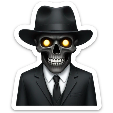 black skull in suit sticker