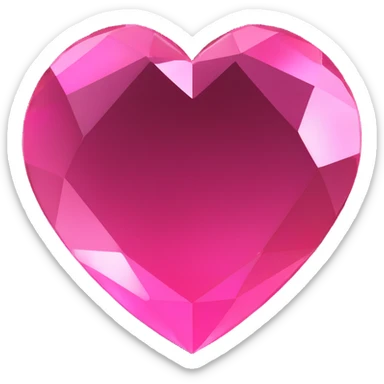3D emoji style heart, pink, crystal gem effect sticker