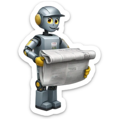 robot newspaper delivery boy sticker