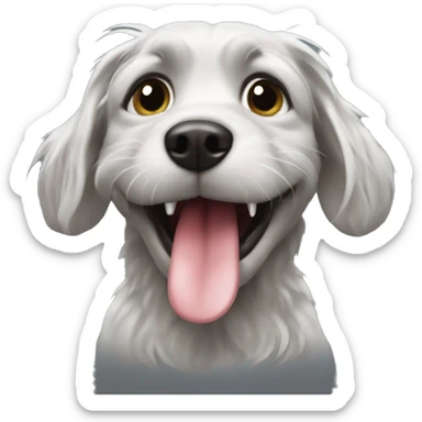 playful pets showing tongues more grey hair sticker